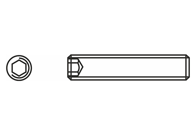 Wkręt dociskowy z gniazdem sześciokątnym zakończony płasko DIN 913