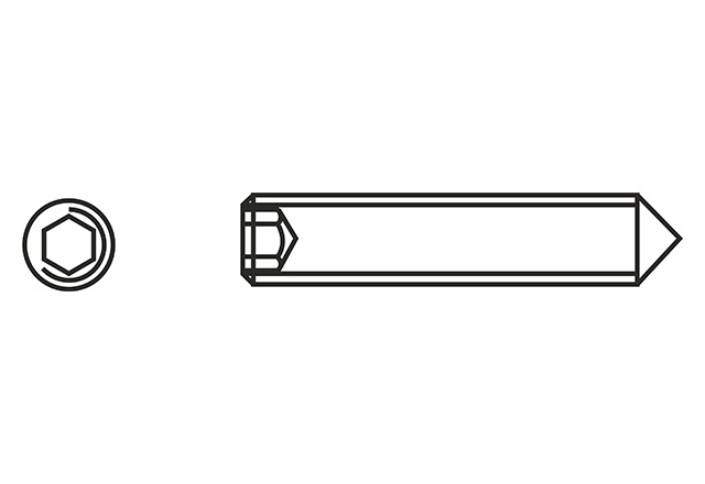 Wkręt dociskowy z gniazdem szesciokątnym zakończony stożkiem DIN 914