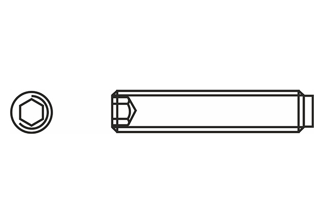 Wkręt dociskowy z gniazdem sześciokątnym zakończony czopem walcowym DIN 915
